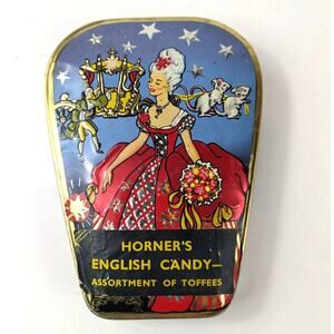 George W. Horner & Co. 1950s Multicolor Tapered Cinderella Tin Candy Container